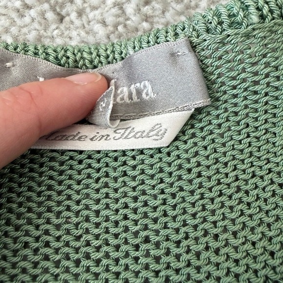 Max Mara Boatneck Sweater Size Small Green Knitting Yarn Italy Beach Coastal - Picture 8 of 11